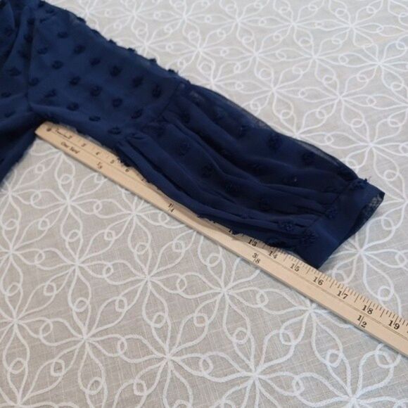 Elesol Swiss Dot Open Front Blue Kimono Cardigan Size Small - Picture 5 of 9